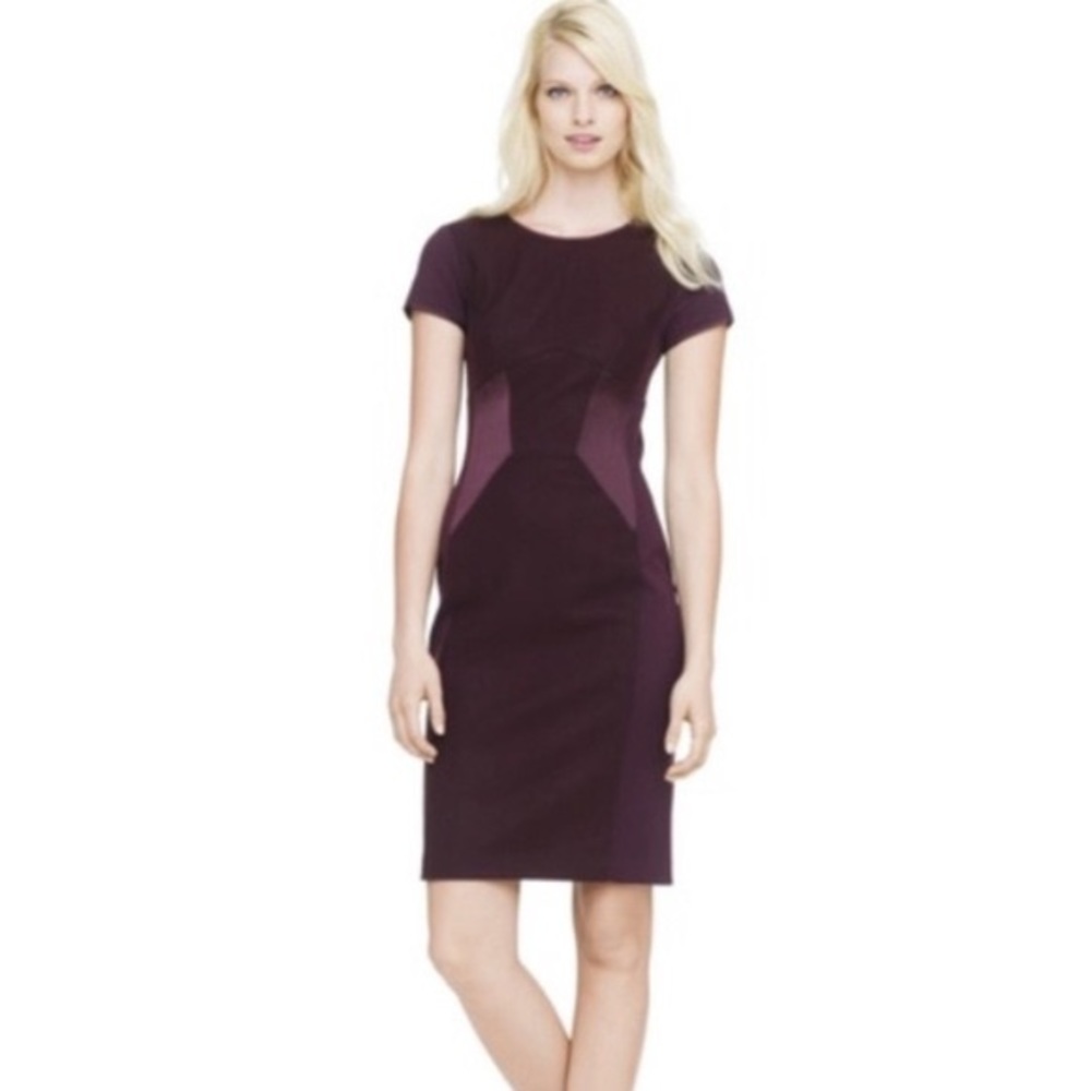Club Monaco Maroon Wool Dress Satin Panels 8